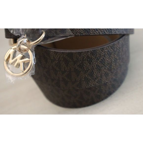 Michael Kors 553559C Women Sz XL Brown "MK" Monogram Print w/Gold Buckle Belt $6 - Picture 5 of 8
